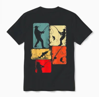 Fishing Fisherman Man Child T-Shirt, Black Unisex T-Shirt - Black