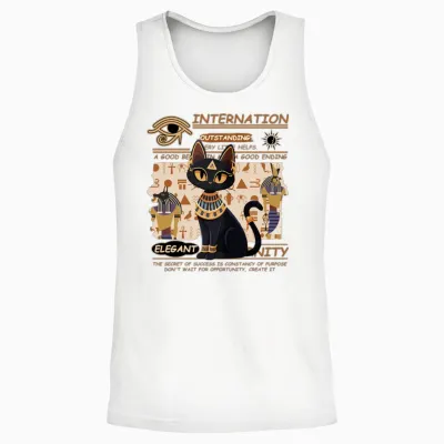 Royal Egyptian Black Cat Unisex Tank Top - White