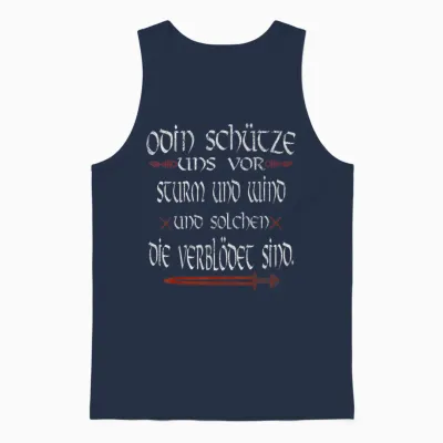 Odin Protect Us Against Storm and Wind Funny Viking Unisex Tank Top - Navy