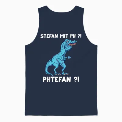 Trex Meme Dinosaur with Overbite Stefan with Ph Stephan Unisex Tank Top - Navy