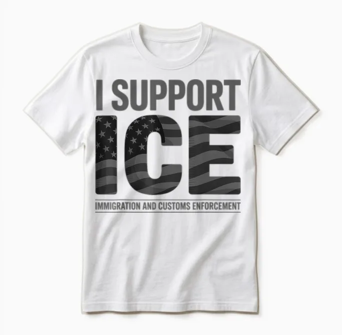I Support Ice, Immigration Officers American Flag Vintage Unisex T-Shirt in White