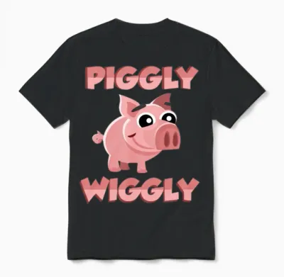 Funny Pig Piggly Wiggly Unisex T-Shirt - Black