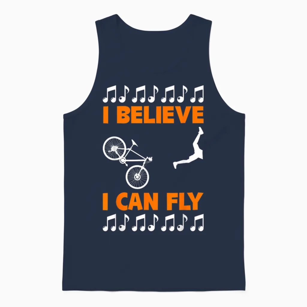 Bike & Accident | Funny Fall Bike | I Believe I Can Fly Unisex Tank Top in Navy