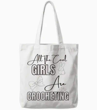 Funny Crocheting Girls Crocheter Mom Yarn Daughter Tote Bags - White