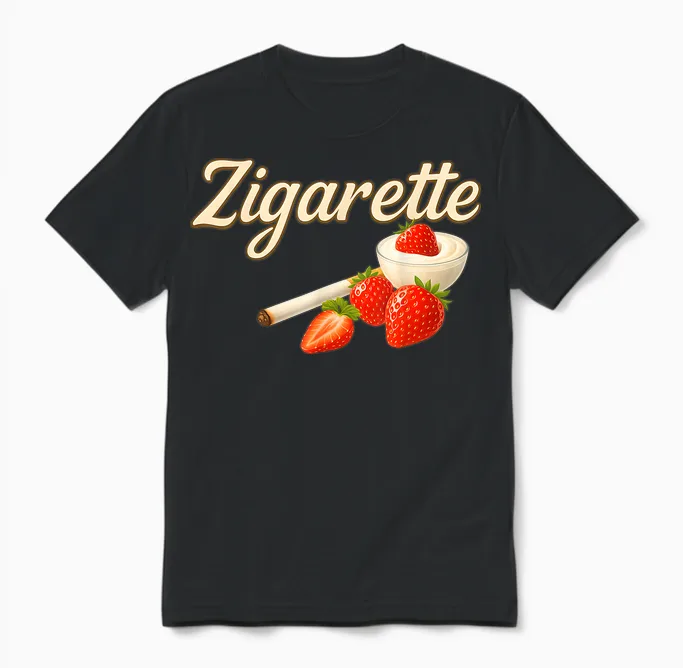 Zigarette - Erdbeer Yoghurt Style X Kippe Zigarette Raucher Unisex T-Shirt in Black