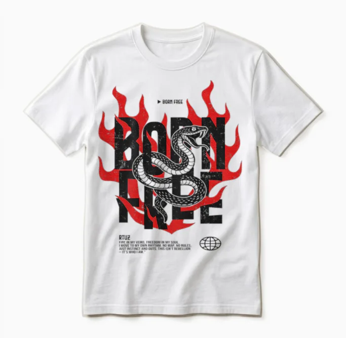 Backprint Streetwear Retro Mode Vintage Fashion Damen Herren Unisex T-Shirt in White