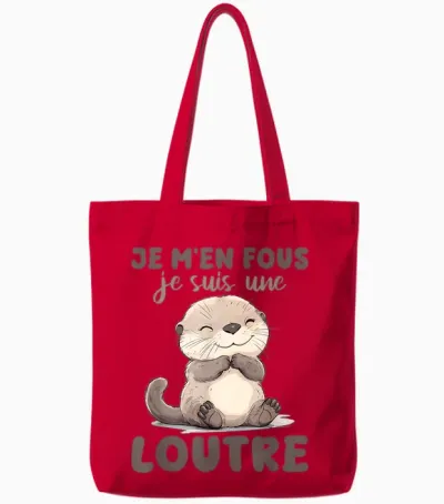 Je M'en Fous Je Suis Une Ottre Soft T-Shirt, White, S Tote Bags - Red