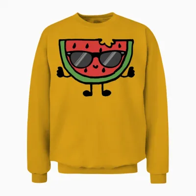 Watermelon with Sunglasses Baby Boy Girl Graphic Unisex Sweatshirt - Gold