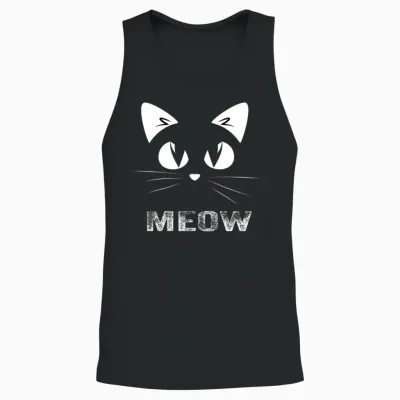 Funny Cat Unisex Tank Top - Black
