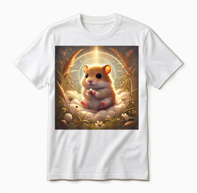 Hamster Mit Gänseblume â Niedliches Comic-Motiv Unisex T-Shirt in White