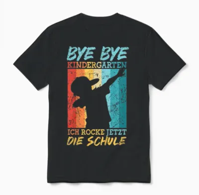 Kinder Bye Kindergarten Dabbing Retro Schulanfang Kita Abschied Unisex T-Shirt - Black