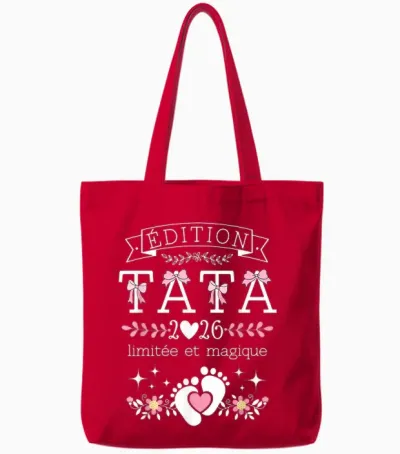 Future Tata 2026 Gift Announcement Pregnancy Aunt 2026 Tote Bags - Red