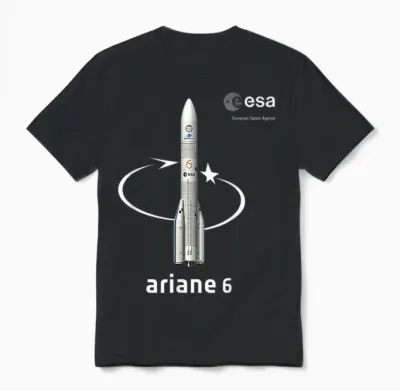Esa European Space Agency Mission Ariane 6 Fusée T-Shirt, Black, S Unisex T-Shirt - Black