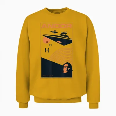 Star Wars Andor Spaceships Classic Minimalistic Style Poster T-Shirt, White, S Unisex Sweatshirt - Gold