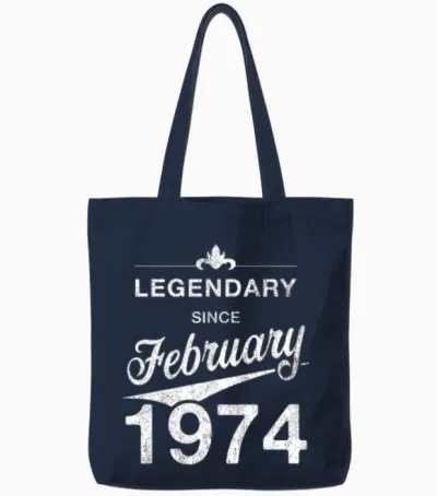 50th Birthday 50 Year Old Born February 1974 Gift Tote Bags - Navy