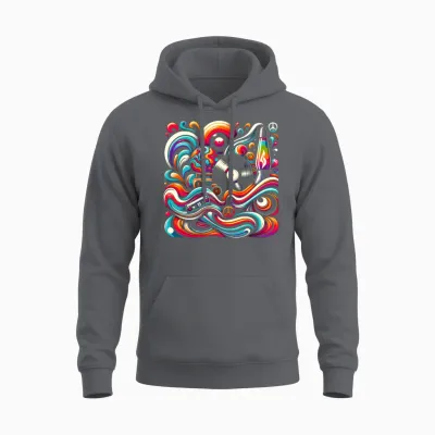 Retro Swirl Vibes Unisex Hoodie - Charcoal