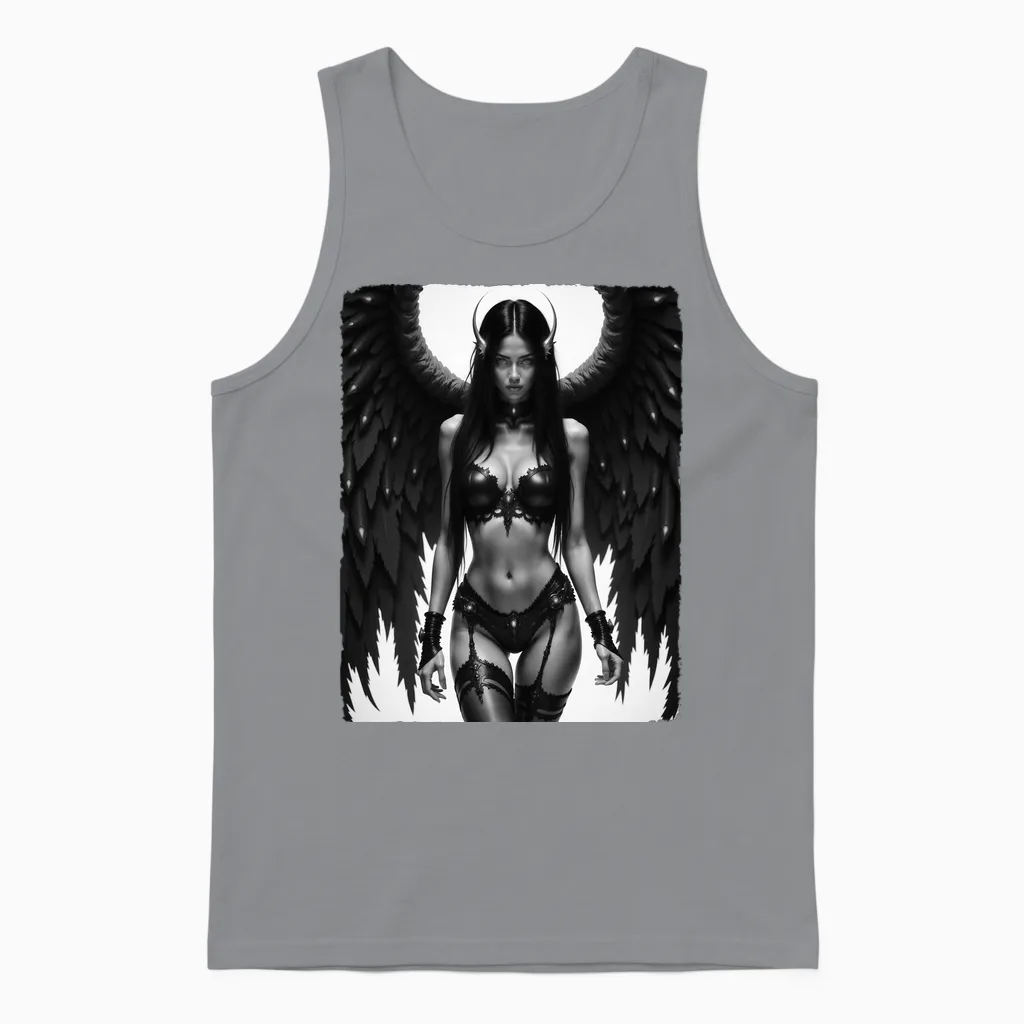 Sexy Angel Girl Sur T-Shirt - Fallen Angel Battle Ready Manche Longue Unisex Tank Top in Sport Grey