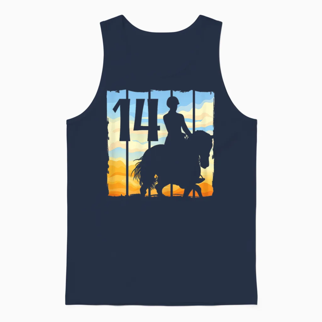 14. Geburtstag Pferde Mädchen Reiterin Geschenk 14 Jahre Alt Unisex Tank Top in Navy