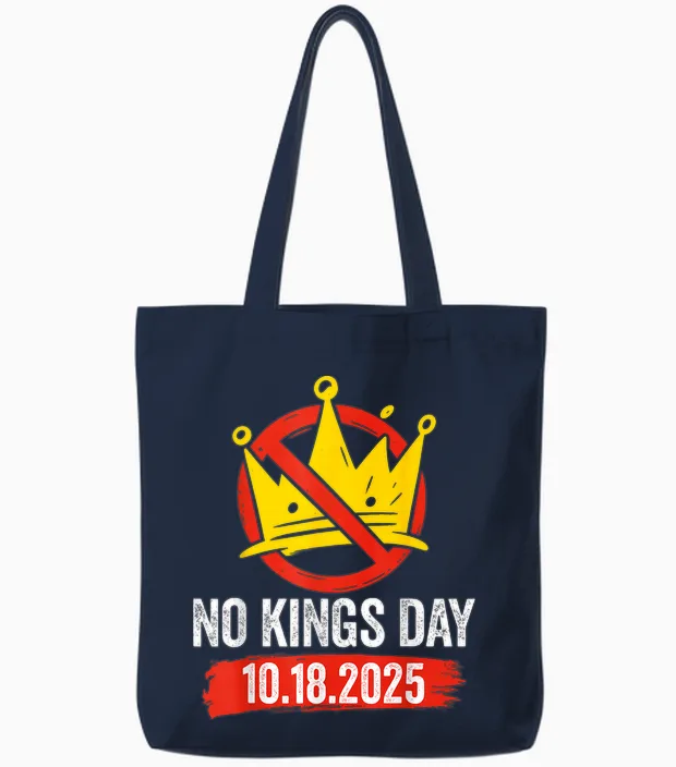 No Kings Day Patriotic No Kings 2025 Tote Bags in Navy