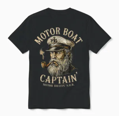 Motor Boat Captain Funny Pontoon Boating Motor Boatin Lake Unisex T-Shirt - Black
