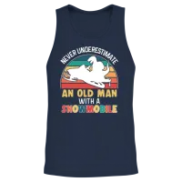 Funny Snowmobile Ride Snowmobiling Unisex Tank Top - Navy – 2