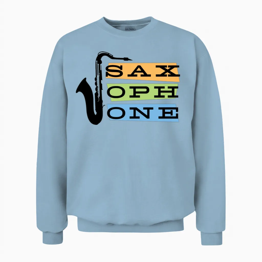 Saxophone Retro Unisex Sweatshirt in Light Blue