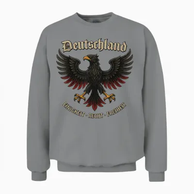T-Shirt with German Eagle Retro Unity Right Freedom Unisex Sweatshirt - Sport Grey