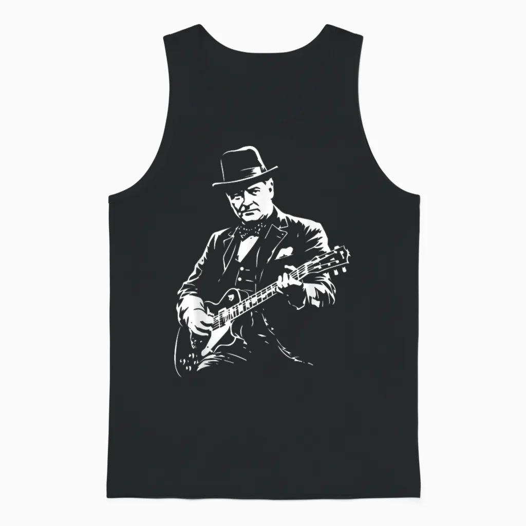 Winston Churchill Guitare Unisex Tank Top in Black