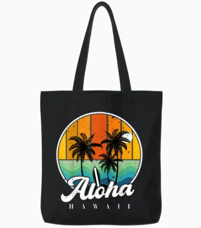 Aloha Hawaii Palm Beach T-Shirt for Children, Teenagers, Boys Tote Bags - Black