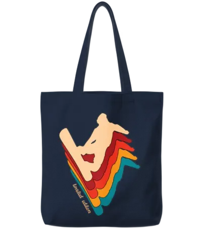 Retro Snowboard Tote Bags - Navy