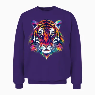 Colorful Tiger Animal Art Tiger Face Unisex Sweatshirt - Purple
