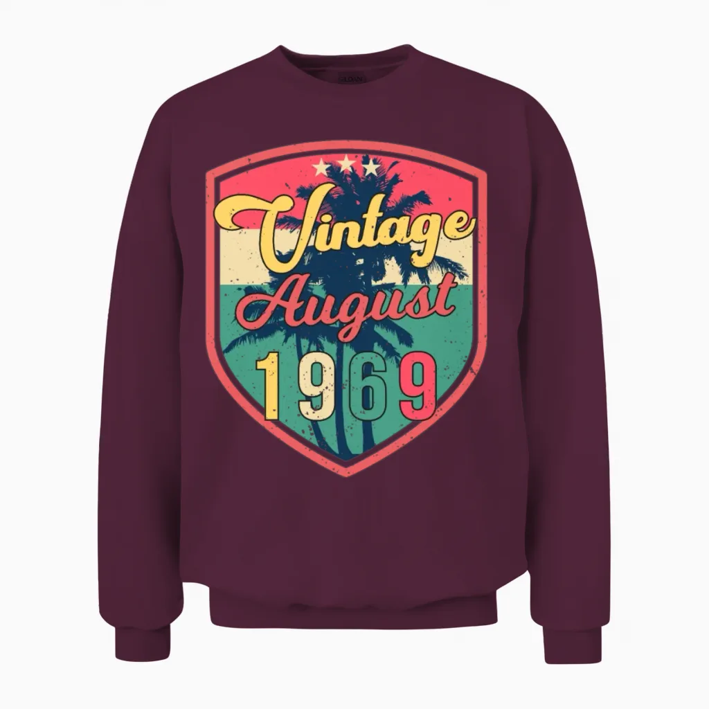1969 August Retro Unisex Sweatshirt - Maroon