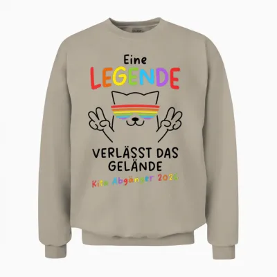Kinder Kita Abgänger 2026 Kindergarten Abschluss Einschulung Katze Unisex Sweatshirt - Sand