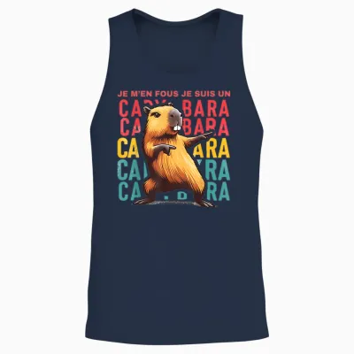 Je M'en Fous Je Suis Un Capybara - Cute Capybara T-Shirt, White, S Unisex Tank Top - Navy