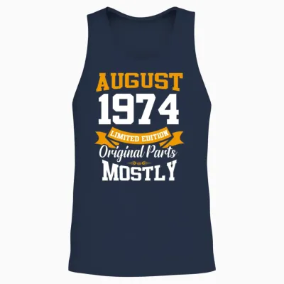 August 1974 Vintage Birthday Present Unisex Tank Top - Navy