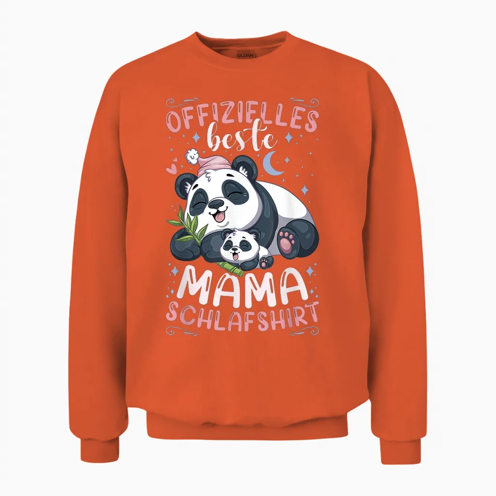 Offizielles Best Mama Schlafshirt, Mutter Panda-BΓ€r Mit Kind Unisex Sweatshirt in Orange