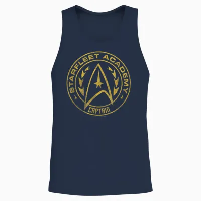 Star Trek Starfleet Academy Captain Badge T-Shirt, Black, S Unisex Tank Top - Navy