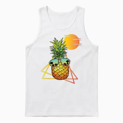 80's Retro Pineapple Unisex Tank Top - White