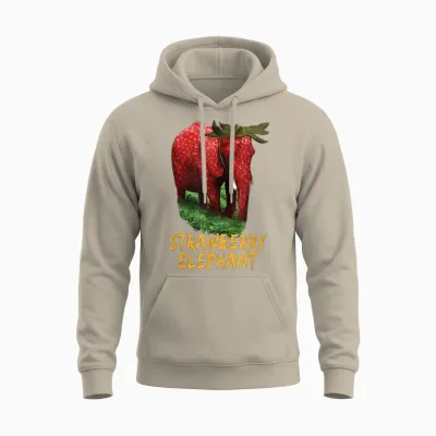Strawberry Elephant Meme Unisex Hoodie - Sand