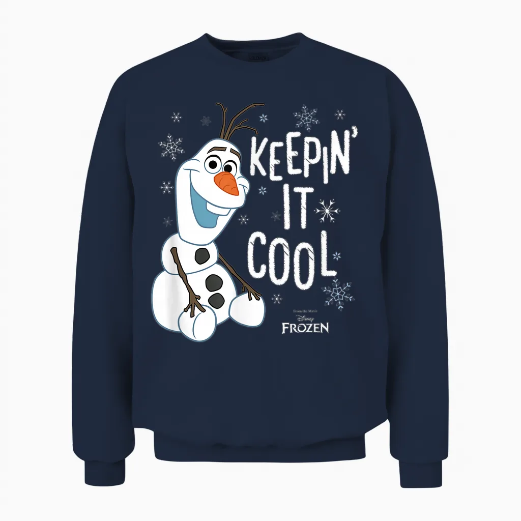 Disney Frozen Olaf Keepin It Cool T-Shirt, Black Unisex Sweatshirt in Navy