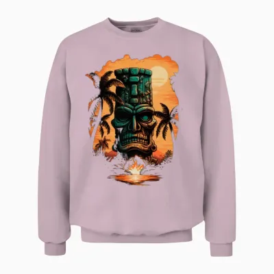 Tiki Culture Maori Mask for a Tkik Fans Unisex Sweatshirt - Light Pink