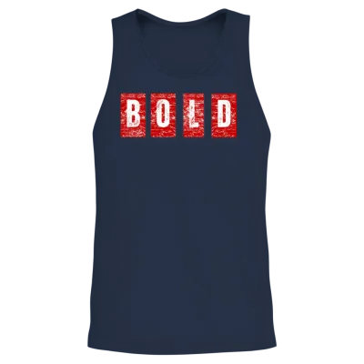 Bold Quad Panels Distressed Typography Unisex Tank Top - Navy