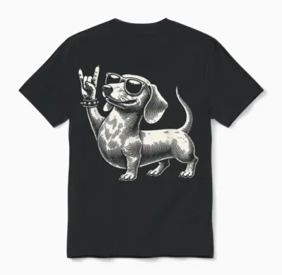 Rock Music Funny Heavy Metal Dachshund Festival T-Shirt, Black Unisex T-Shirt - Black