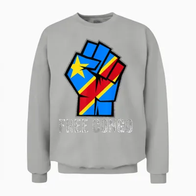 Dr Congo Flag Patriotic Men Fist, Free Congolese Flag of Congo T-Shirt, Black, S Unisex Sweatshirt - Ash