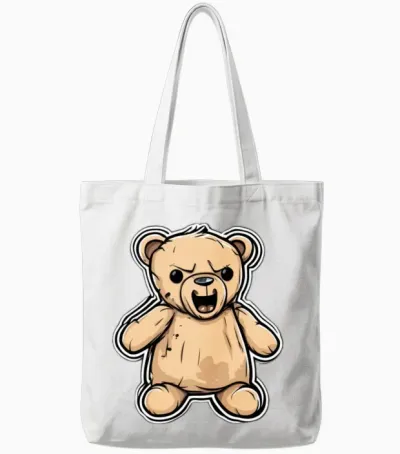 Teddy Evil Teddy Bear Tote Bags - White