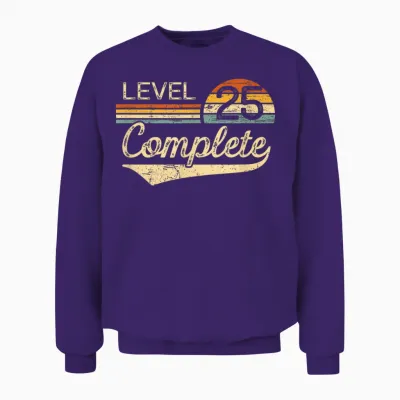 Level 25 Complete Vintage 25th Wedding Anniversary Unisex Sweatshirt - Purple