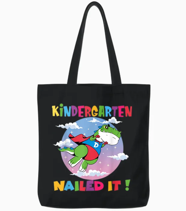 Maternelle Nailed It Graduation Class of 2026 Kids T Rex Tote Bags in Black