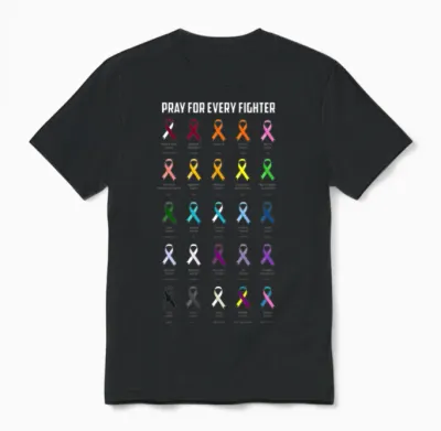 Cancer Awareness Different Ribbon Colors Unisex T-Shirt - Black