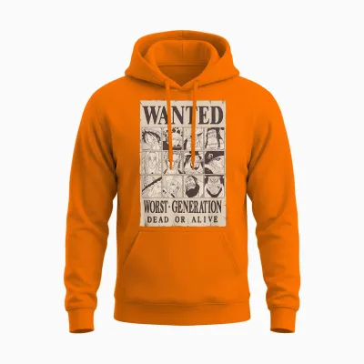 One Piece Anime Worst Generation Wanted Poster Collage Unisex Hoodie - Safety Orange