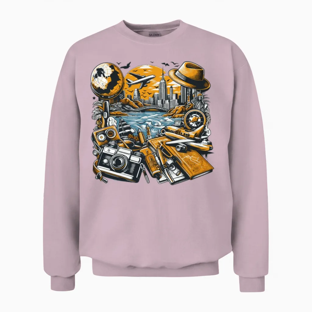 Travel, Travel Lover Unisex Sweatshirt in Light Pink